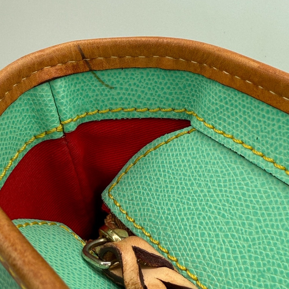 VTG Dooney & Bourke Bone Pebbled Leather Turquoise Cynthia Tote Shoulder Bag - Picture 13 of 17